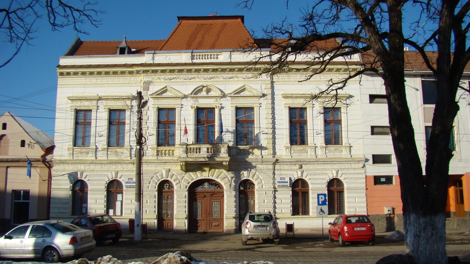 Dumbrăveni — fotografie panorama / centru oraș (Sibiu, Transilvania)